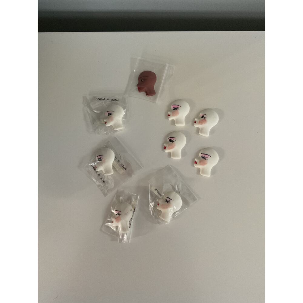 Pk of 9 Lady Profile Painted Poly Porcelain Resin Deco Face Cameo Head Jewelry